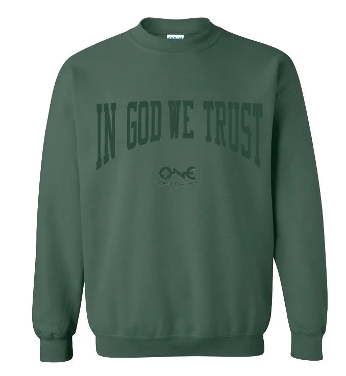 In God We Trust Sweatshirt – Winter Green Hoodie with Drawstring Waist Adjustable Fitted