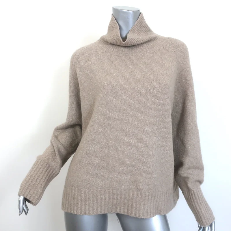 Nili Lotan Turtleneck Sweater Beige Cashmere-Blend Size Small Herringbone Houndstooth Plaid Nili Lotan Turtleneck Sweater Beige Cashmere-Blend Size Small Herringbone Houndstooth Plaid