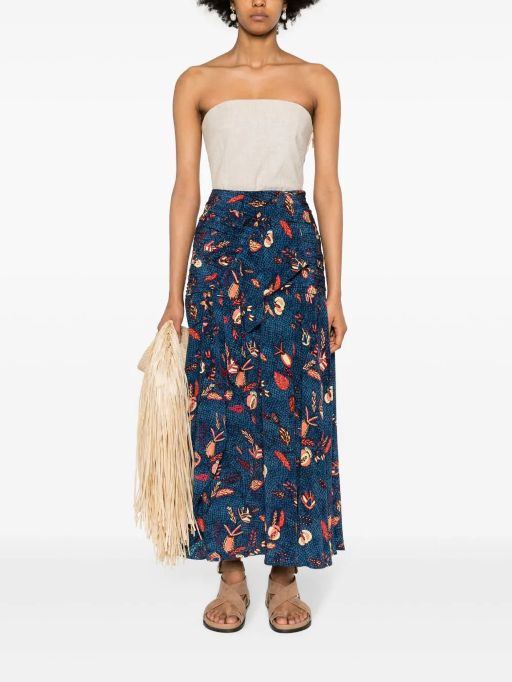 Ulla Johnson - Georgina Skirt in Blue Dahlia velvet skirt glossy