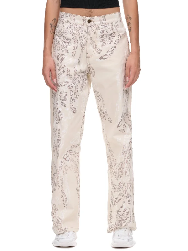 Solvent Denim Pants (RTW-006-SOLVENT-DENIM-WASHED) Trendy Printed Leggings