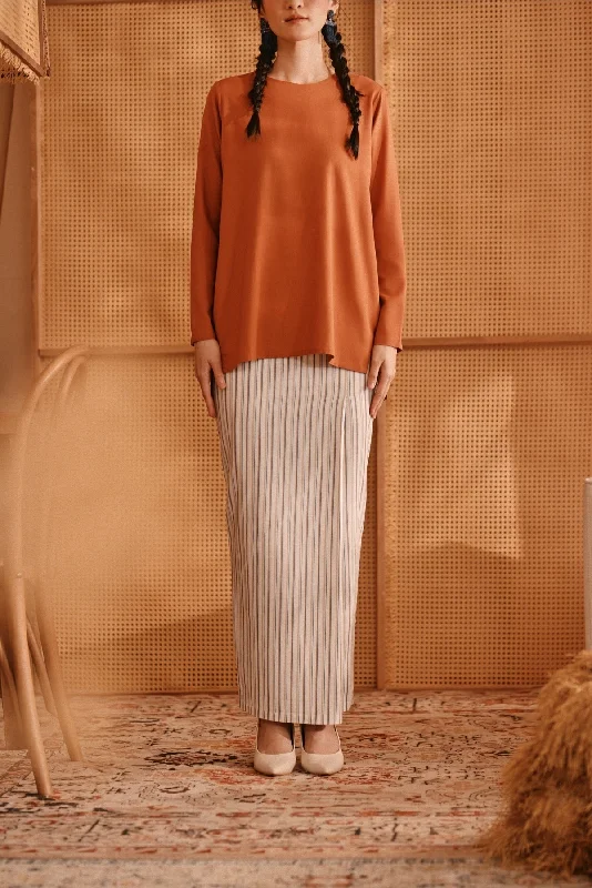 The Nest Women Folded Skirt - Earth Stripe cashmere skirt soft