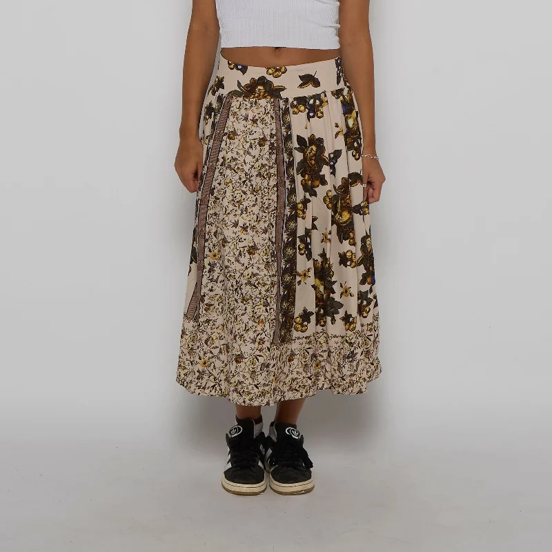 Patchwork  Midi Skirt - UK 10 corduroy skirt textured