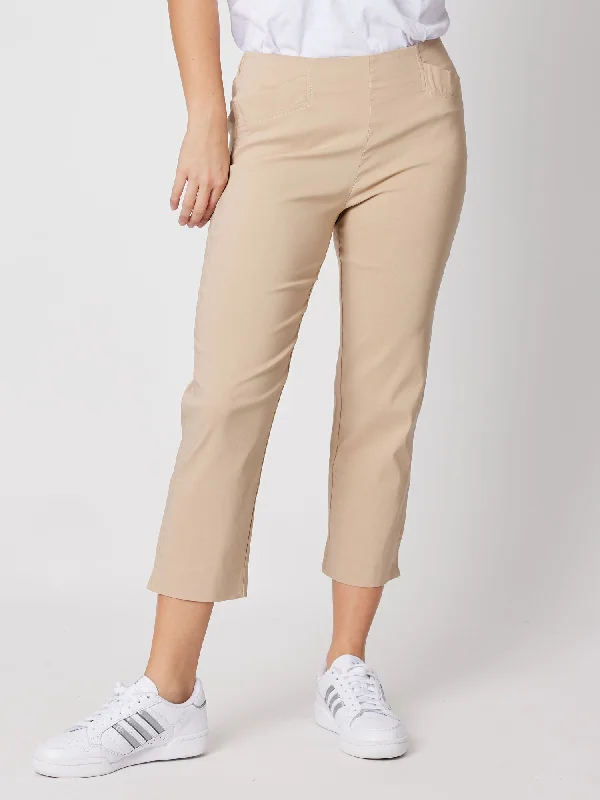 Zara Stretch Pant - Natural Elegant Palazzo Trousers