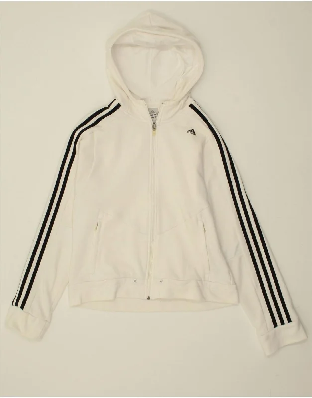 ADIDAS Womens Climalite Zip Hoodie Sweater UK 14 Medium White Cotton Fitted Loose Oversized ADIDAS Womens Climalite Zip Hoodie Sweater UK 14 Medium White Cotton Fitted Loose Oversized