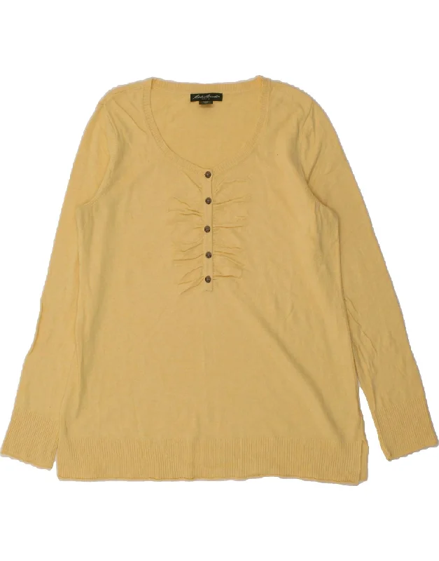 EDDIE BAUER Womens Boat Neck Jumper Sweater UK 18 XL Yellow Cotton Collared Crew Neck Turtle Neck EDDIE BAUER Womens Boat Neck Jumper Sweater UK 18 XL Yellow Cotton Collared Crew Neck Turtle Neck