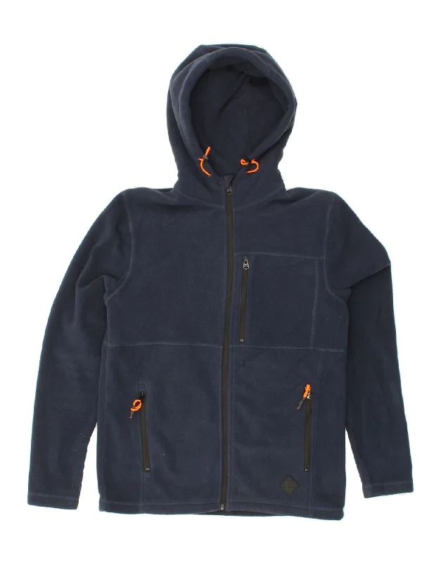 SALTROCK Womens Hooded Fleece Jacket UK 10 Small Navy Blue Polyester Print Jacket Jacquard Jacket Patchwork Jacket