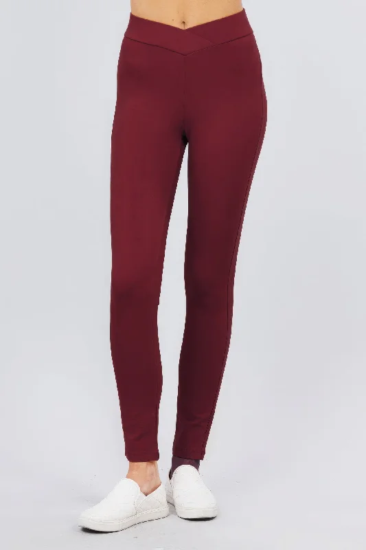 Mid-rise Ponte Pants Trendy High-Waist Trousers