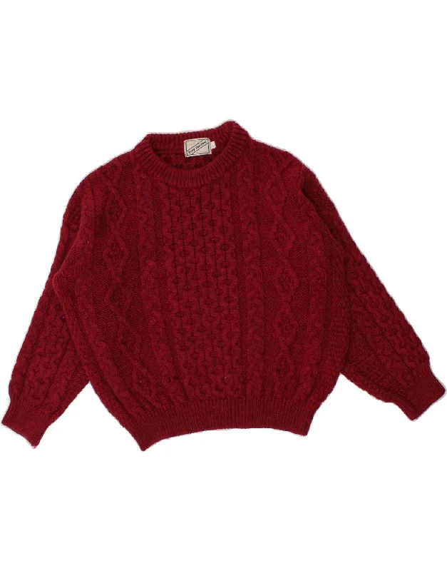KERRY TRADITIONS Womens Crop Boat Neck Jumper Sweater UK 14 Large Red Wool Mesh Blend Leather Blend Suede Blend KERRY TRADITIONS Womens Crop Boat Neck Jumper Sweater UK 14 Large Red Wool Mesh Blend Leather Blend Suede Blend