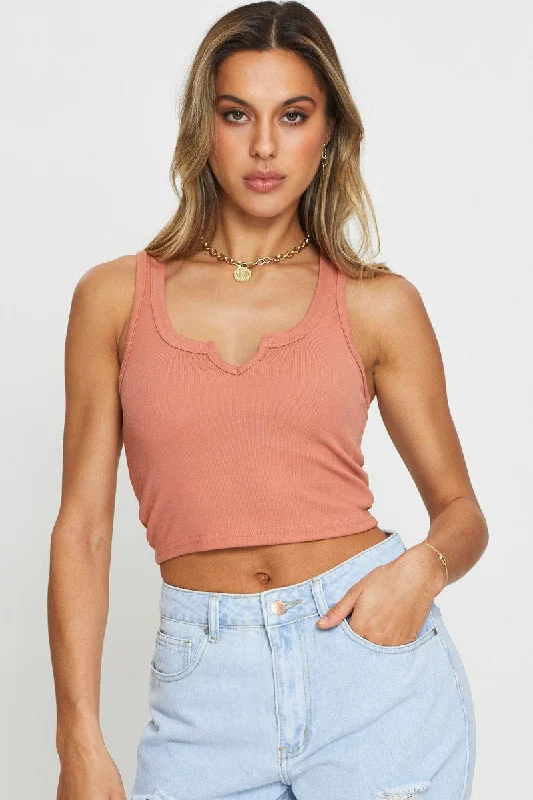 Brown Tank Top Crop striped tank top