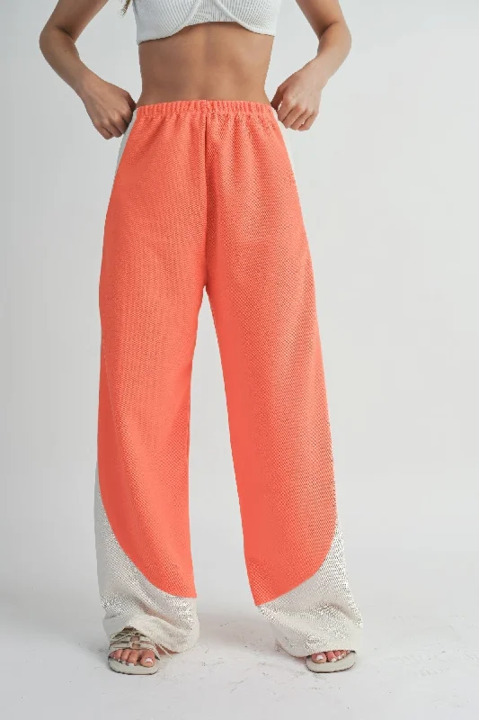 Two Toned Wide Leg Pants Formal Linen Trousers