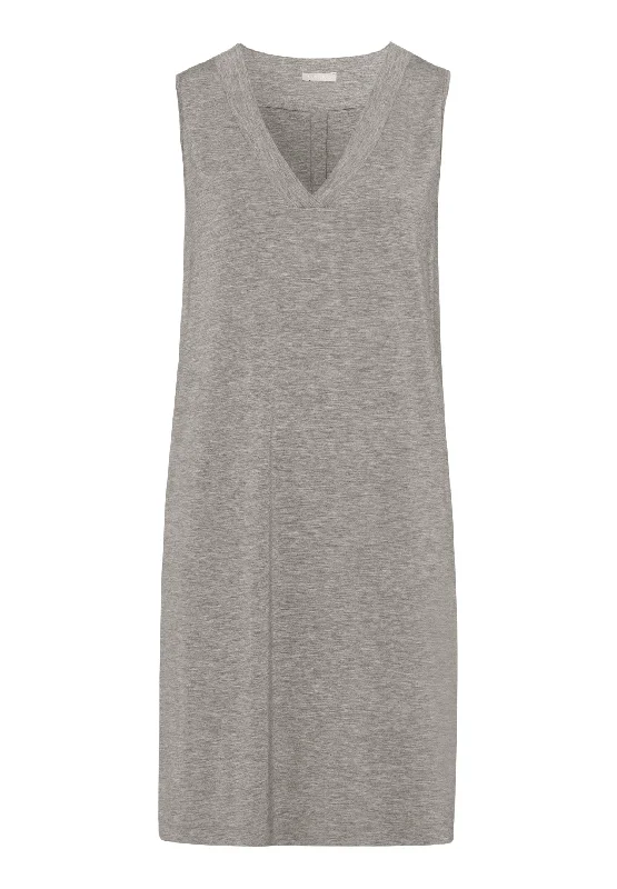 Champagne V-Neck Tank Nightgown | Grey Melange 76473-958 cropped tank top