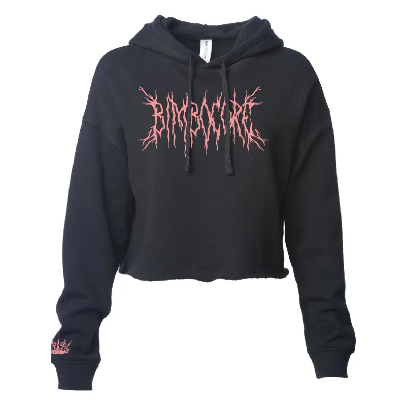 Scene Queen BIMBOCORE Black Crop Hoodie Hoodie with Full-Zip Functional Layering