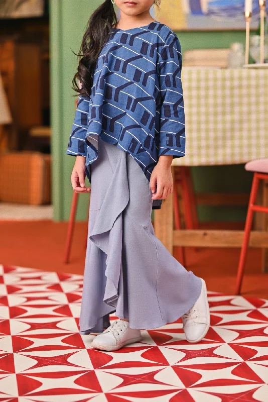 The Capai Ruffle Skirt - Light Pigeon Blue silk skirt elegant