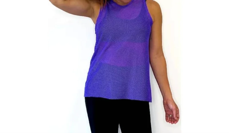 Mesh Tank In Iris crossback tank top