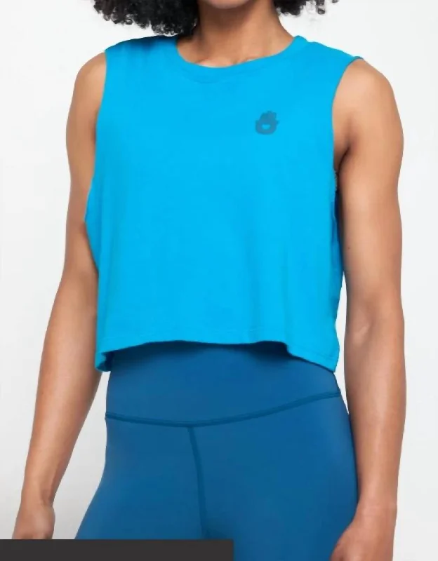 Ombre Hamsa Callie Crop Tank In Azul teal tank top