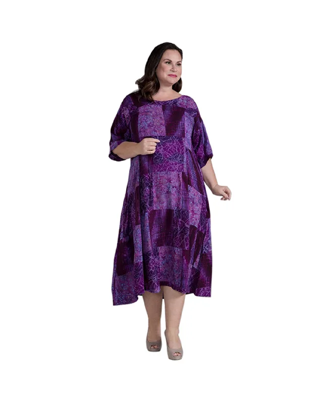 On The Plus Side Rayon Round Neck Short Sleeve Plus Size Ojai Dress Tunics Modern contemporary