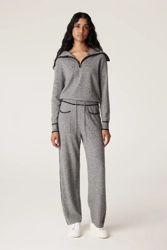Cashwool Track Pant - Grey Formal Wide-Leg Pants