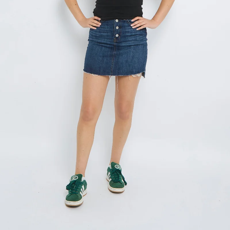 Frayed Denim Mini Skirt - UK 8 cotton skirt soft