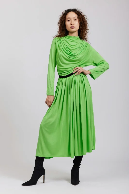 River Dress in Lime Turtleneck Warm Winter