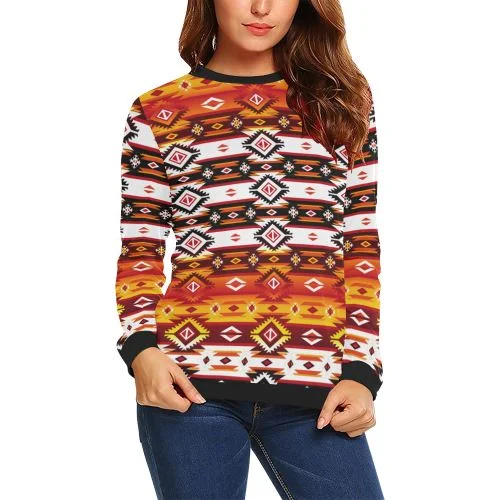 Adobe Fire Crewneck Sweatshirt for Women Hoodie with Slit Hem Functional Movement