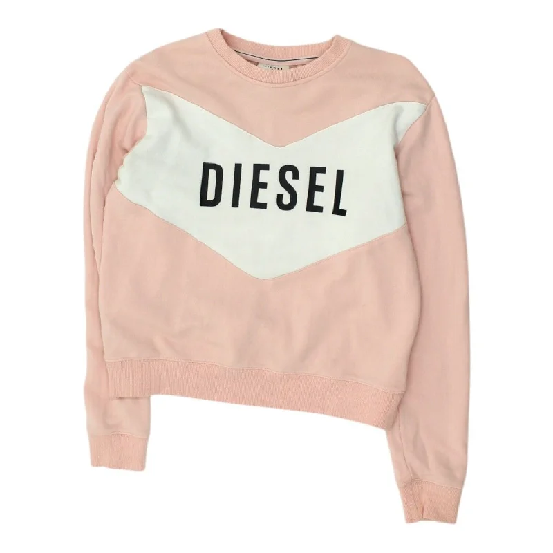 Diesel Womens Pink Sweatshirt | Casual Streetwear Designer Jumper Sweater VTG Ribbed Striped Patterned Diesel Womens Pink Sweatshirt | Casual Streetwear Designer Jumper Sweater VTG Ribbed Striped Patterned