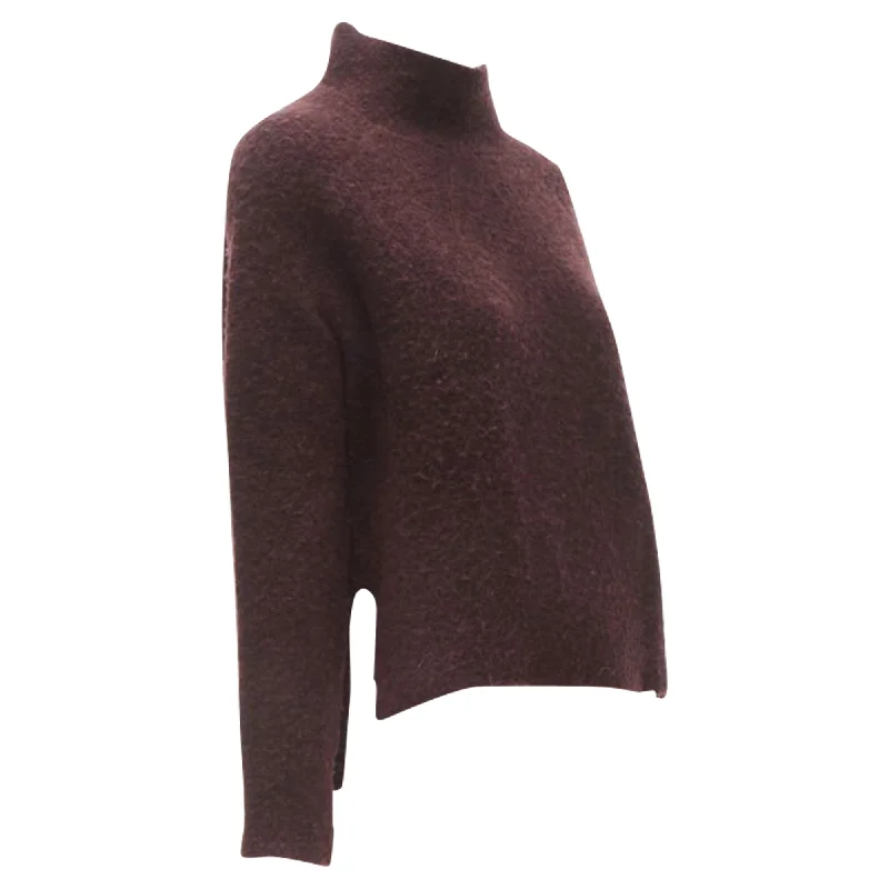 Theory wool blend fuzzy stand collar step hem sweater Silk Blend Satin Velvet