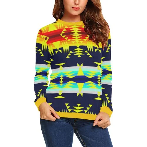 Between the Mountains Navy Yellow Crewneck Sweatshirt for Women Hoodie with Cropped Fit Short Trendy Between the Mountains Navy Yellow Crewneck Sweatshirt for Women Hoodie with Cropped Fit Short Trendy