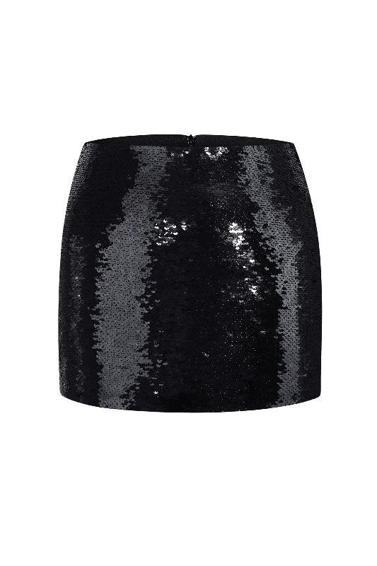 BLACK JEMMA SEQUINNED MINI SKIRT lace skirt romantic