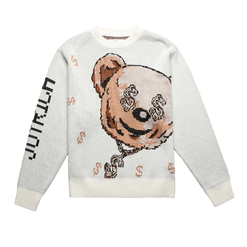 Joyrich Bling Teddy Crewneck Sweater Off White Machine Wash Dry Clean Hand Wash