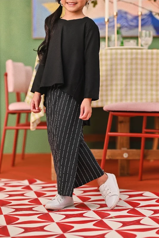 The Capai Folded Skirt - Black Pinstripe lace skirt romantic