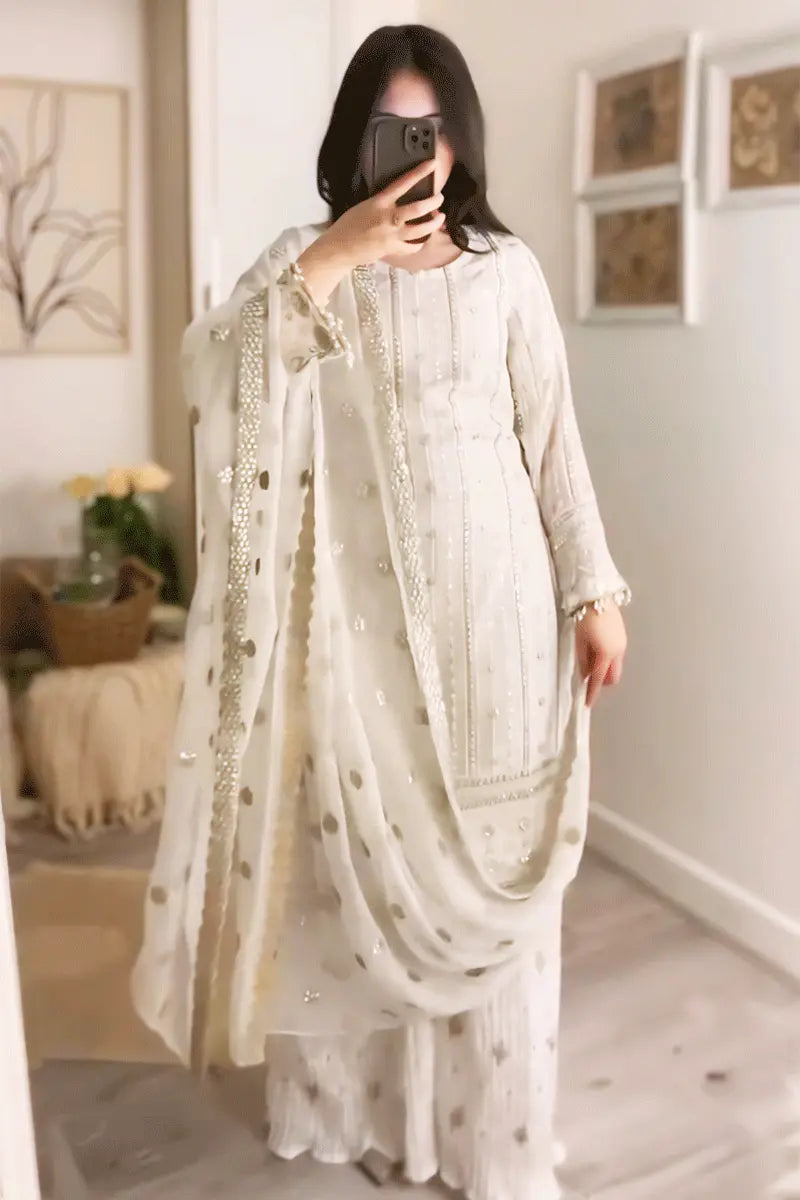 Raksha Bandhan Special White Sharara Dress For Girls Tunics stripes playful