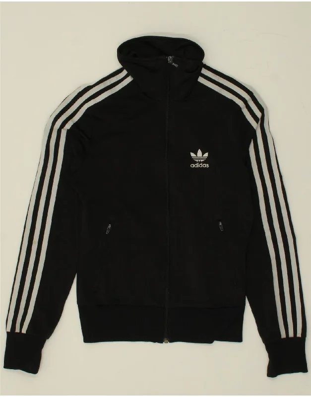 ADIDAS Womens Graphic Tracksuit Top Jacket EU 34 Small Black Polyester Front Pockets Side Pockets Patch Pockets ADIDAS Womens Graphic Tracksuit Top Jacket EU 34 Small Black Polyester Front Pockets Side Pockets Patch Pockets