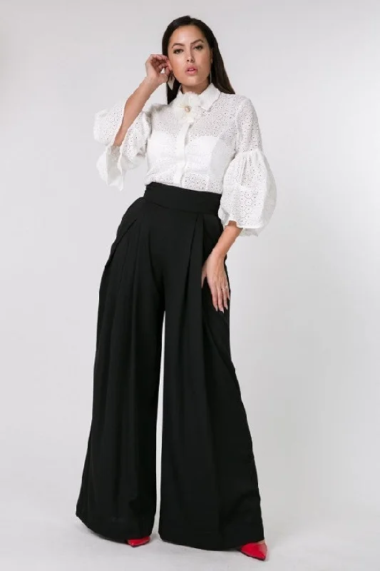 High Waist Palazzo Pants Stylish Slim Trousers