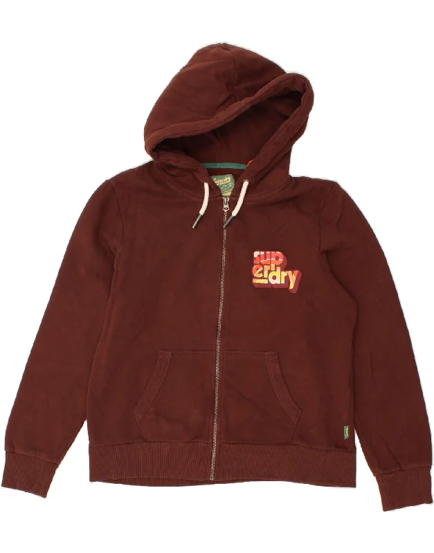 SUPERDRY Womens Graphic Zip Hoodie Sweater UK 16 Large Brown Cotton Cotton Fabric Linen Fabric Terry Fabric SUPERDRY Womens Graphic Zip Hoodie Sweater UK 16 Large Brown Cotton Cotton Fabric Linen Fabric Terry Fabric