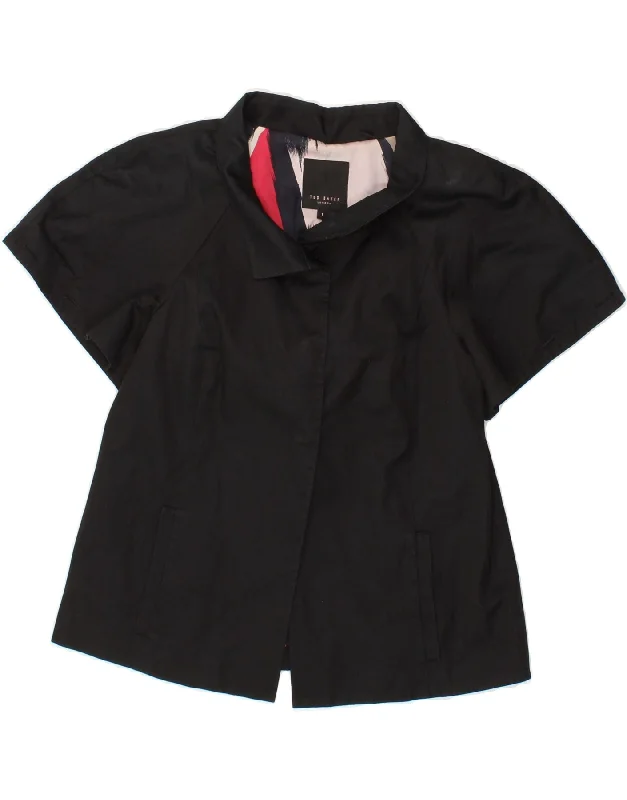 TED BAKER Womens Loose Fit Short Sleeve Blazer Jacket Size 1 XS Black Hooded Jacket Caped Jacket Shawl Collar Jacket TED BAKER Womens Loose Fit Short Sleeve Blazer Jacket Size 1 XS Black Hooded Jacket Caped Jacket Shawl Collar Jacket