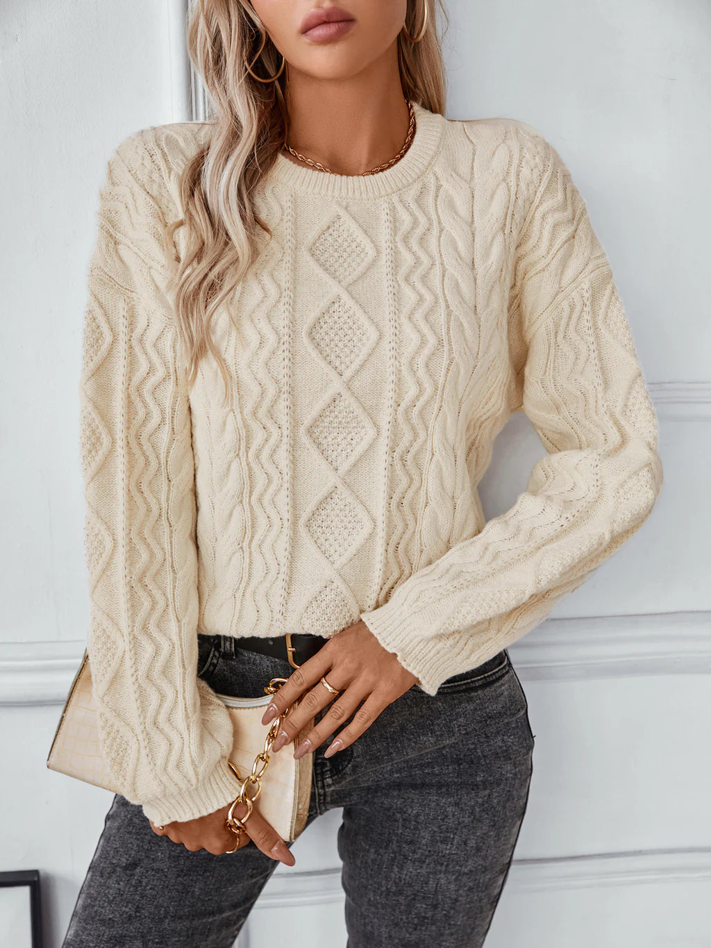 Solid Color Twist Retro Loose Sweater Modern Contemporary Chic