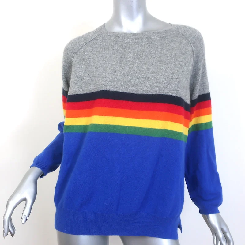 Jumper 1234 Cashmere Rainbow Stripe Sweater Gray & Blue Size 2 Notch Collar Peter Pan Collar Cowl Neck Jumper 1234 Cashmere Rainbow Stripe Sweater Gray & Blue Size 2 Notch Collar Peter Pan Collar Cowl Neck