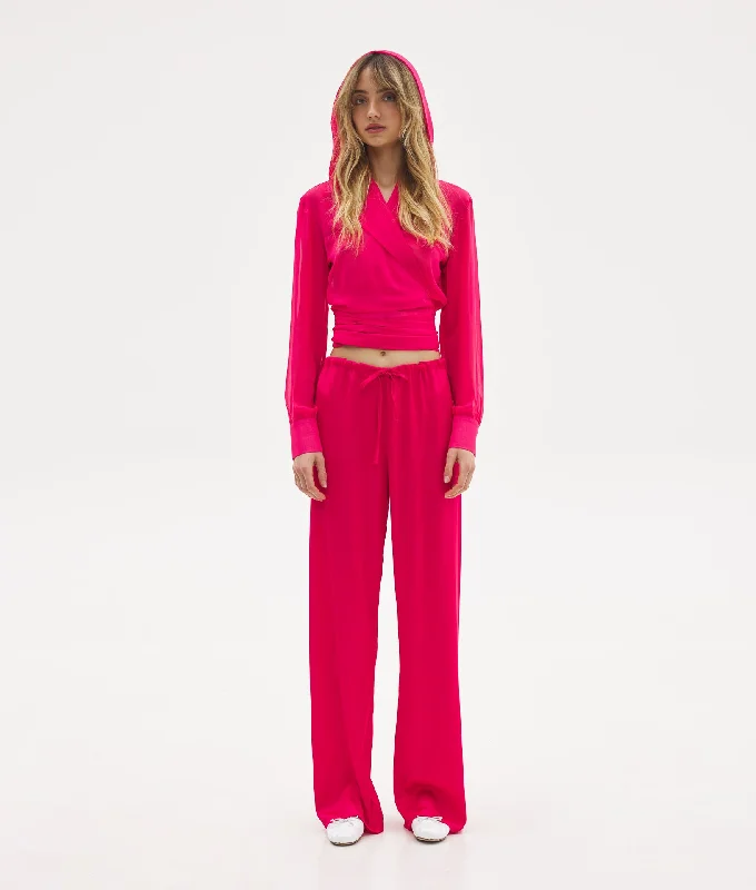 ZINA PANTS FUCHSIA Chic Faux Leather Pants