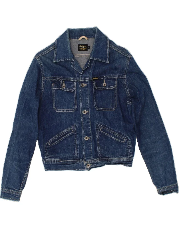 PEPE JEANS Womens Crop Denim Jacket UK 16 Large Blue Cotton Bomber Jacket Anorak Windbreaker PEPE JEANS Womens Crop Denim Jacket UK 16 Large Blue Cotton Bomber Jacket Anorak Windbreaker