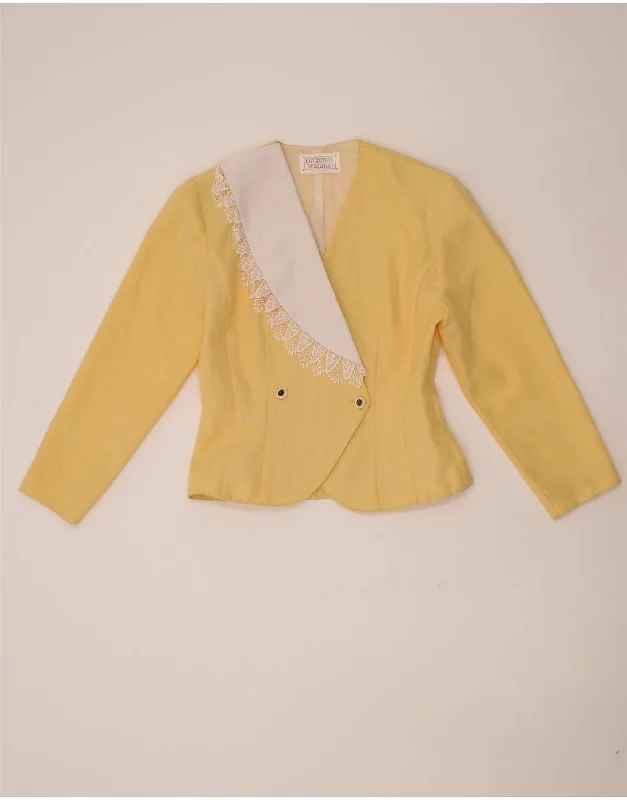 VINTAGE Womens Double Breasted Blazer Jacket UK 12 Medium Yellow Fitted Jacket Loose Jacket Oversized Jacket