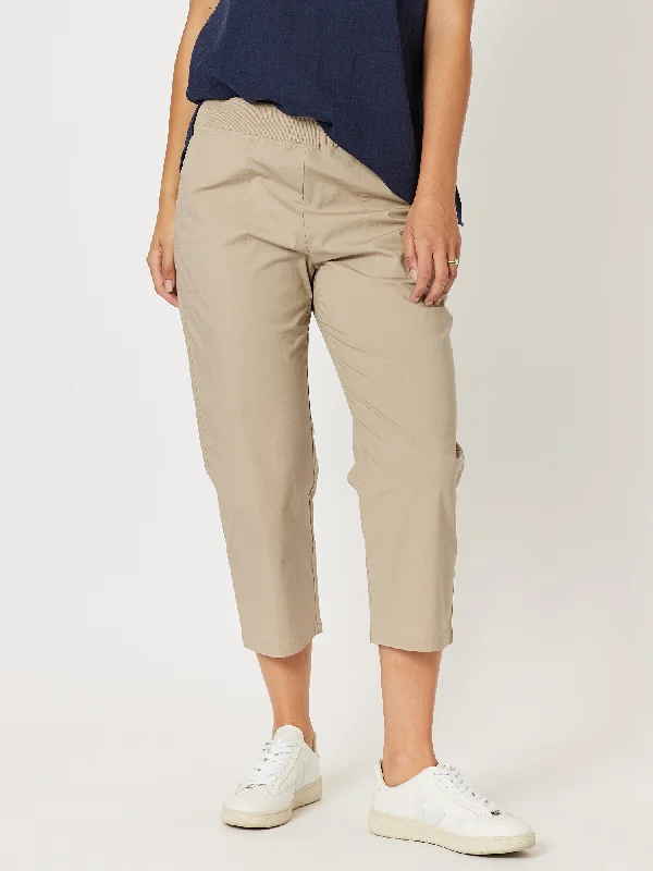 Santorini Cotton Capri Pant - Natural Relaxed High-Waist Trousers