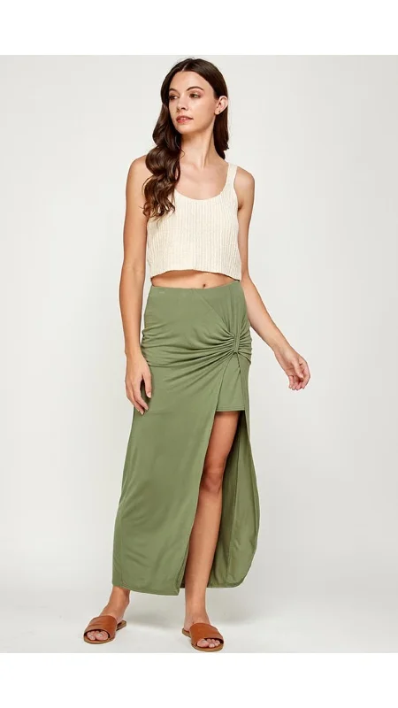 Ruched Split Thigh Skirt corduroy skirt cozy