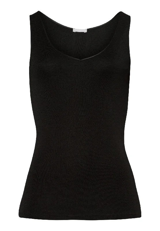 Woolen Silk W Wool And Silk V-Neck Tank Top | Black 71416-018 sleep tank top