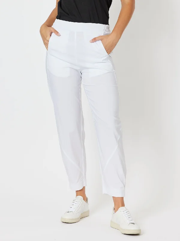 Parachute Stitch Pull On Pant - White Formal Wide-Leg Pants