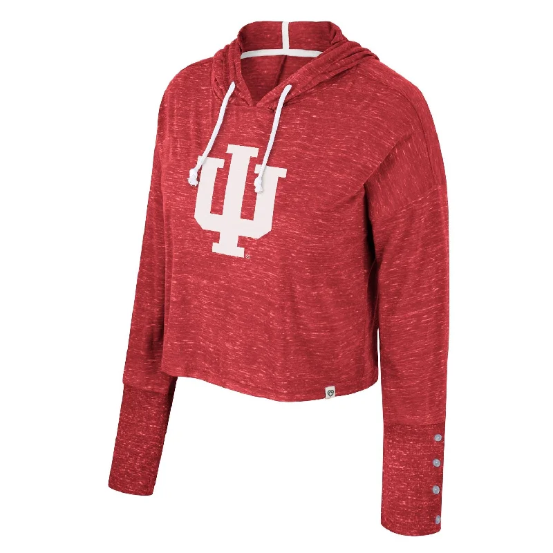 Indiana Hoosiers Women's Red Cropped Hoodie Zip Hoodie Drawstring Kangaroo Pocket