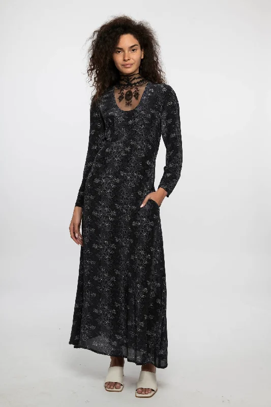 Mary Jane Dress in Mulberry Voile Floral Stripe Tunics Sophisticated sleek