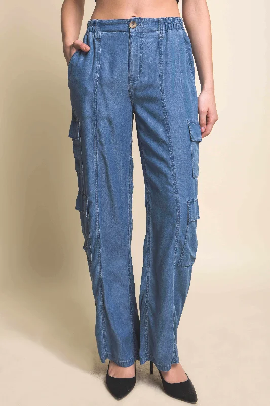 Full-length Pants With Cargo Pockets Chic Checkered Pants