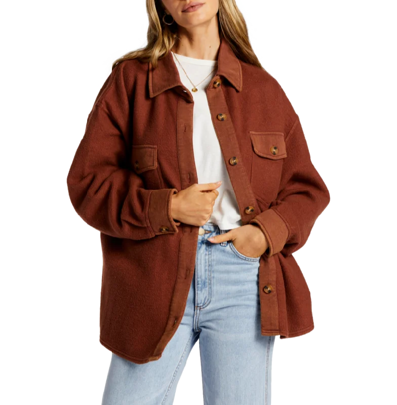 Billabong Womens Anytime Shacket Oversized Button-Through Jacket Faux Fur Fabric Real Fur Fabric Shearling Fabric Billabong Womens Anytime Shacket Oversized Button-Through Jacket Faux Fur Fabric Real Fur Fabric Shearling Fabric
