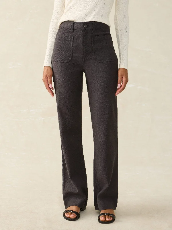 Stretch Terry Patch Pocket Pant - Washed Black Classic Cropped Pants