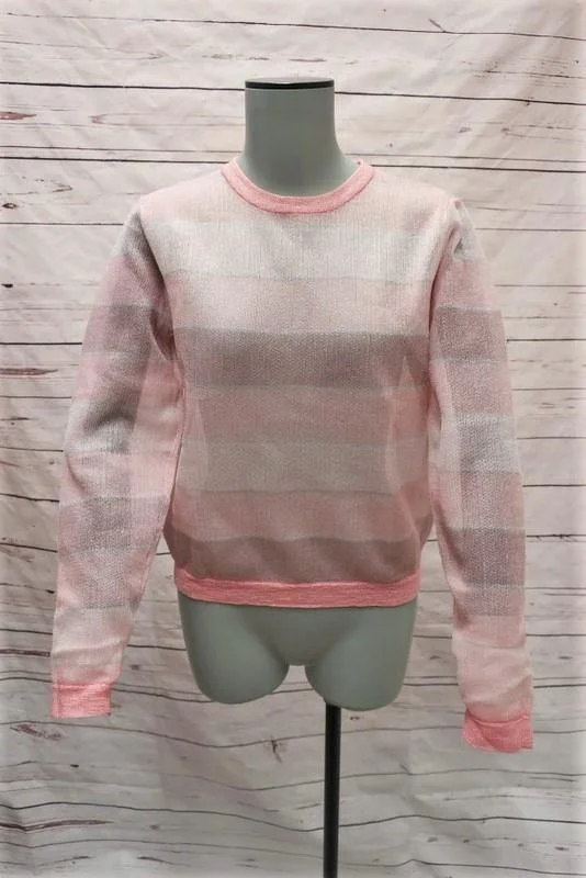 Opening Ceremony Knits Sweater Pink Striped Mesh Pullover Size Extra Small/Small Collared Crew Neck Turtle Neck